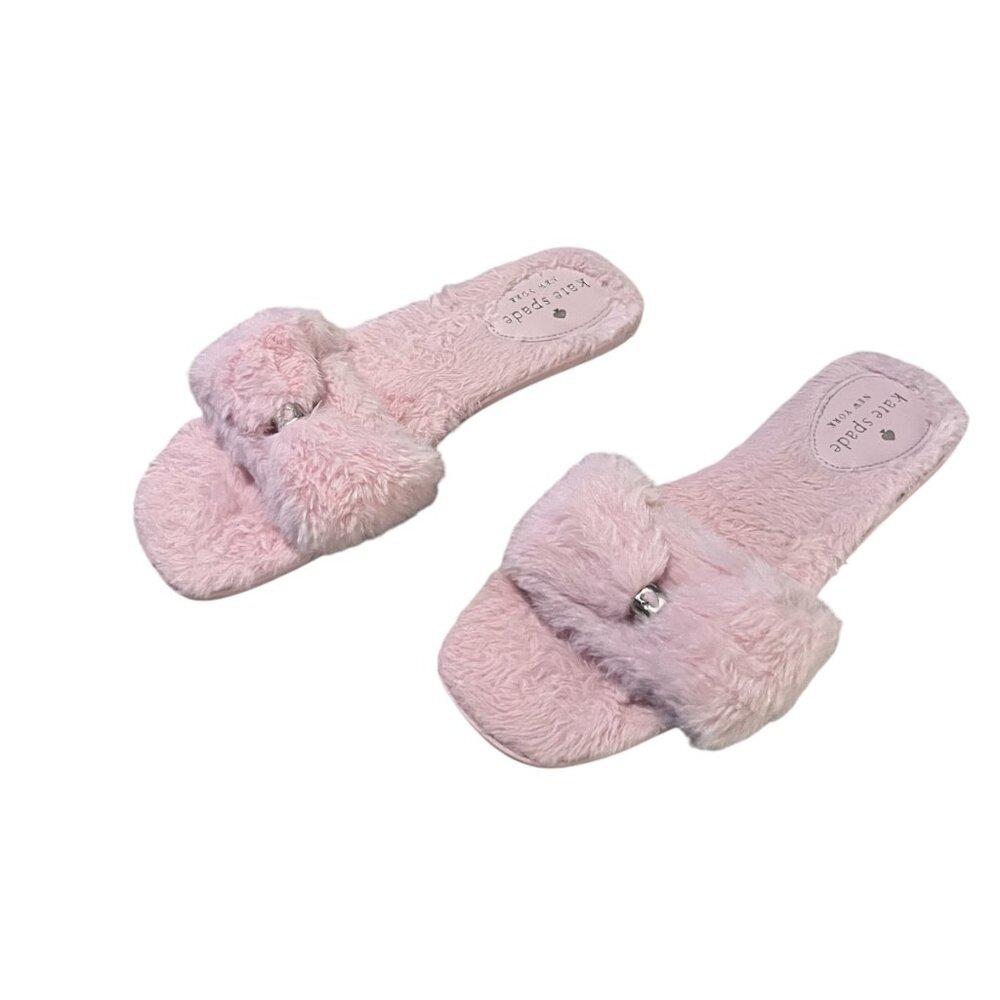 Kate Spade Women’s Pink Fur Slipper Size 8 - Picture 2 of 5